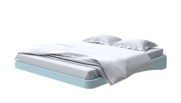 Парящая кровать 2-спальная 160х200, Велюр (Scandi Cotton 20 Голубой Лед) в Кушве