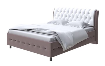 Полутороспальная кровать Como (Veda) 4 140х200, Экокожа (Коричневый с белым) в Кушве