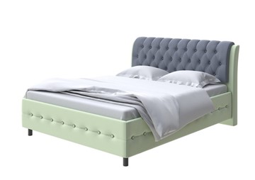 1,5-спальная кровать Como (Veda) 4 160х200, Экокожа (Зеленое яблоко/Темно-синий) в Кушве