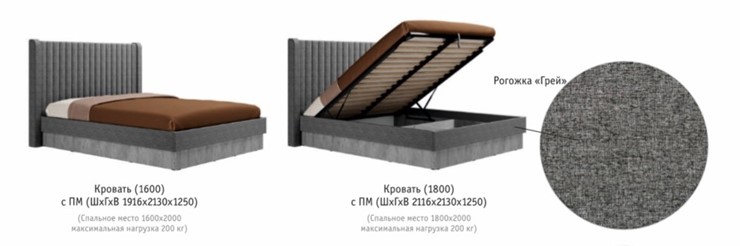 Кровать с механизмом 2-спальная Бержер, 1600, Б 2.0.5 в Екатеринбурге - изображение 2