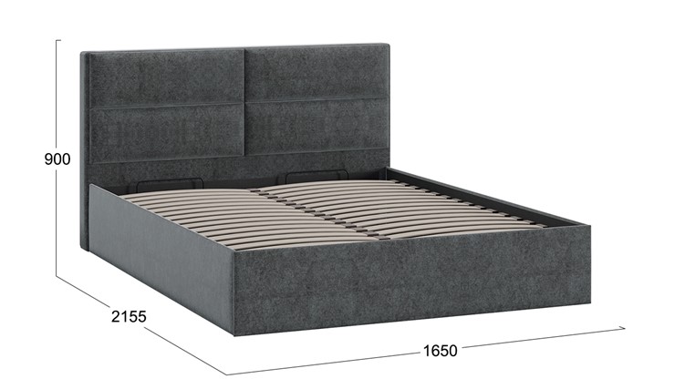 Кровать с механизмом двуспальная Глосс Тип 1 (Микровелюр Jercy Graphite) в Ревде - изображение 1