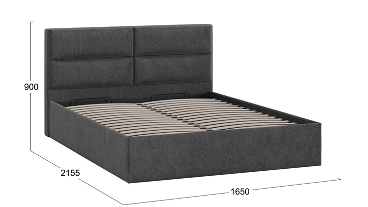 Кровать с подъемным механизмом Глосс Тип 1 (Микровелюр Wellmart Graphite) в Ревде - изображение 1