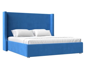Кровать с подъемным механизмом Ларго 160, Голубой (Велюр) в Кушве