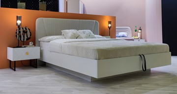 Кровать с подъемным механизмом Марсель-11 (Белый, ткань Catania white) 1600 в Тавде - предосмотр 4
