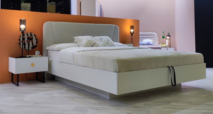 Кровать с подъемным механизмом Марсель-11 (Белый, ткань Catania white) 1400 в Красноуфимске - изображение 4