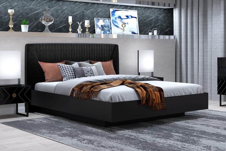 Кровать с подъемным механизмом Марсель-11 (Черный, ткань Fenix black) 1600 в Тавде - изображение 2