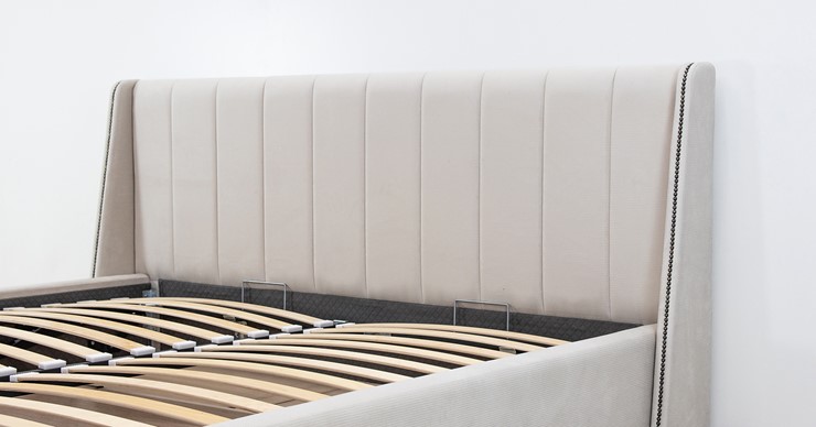 Двуспальная кровать с механизмом Мелисса 160,арт. Тори 56 велюр (светло-бежевый) + кроватное дно в Екатеринбурге - изображение 9