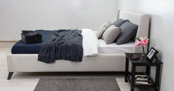 Кровать с подъемным механизмом Мелисса 180,арт. Тори 56 велюр (светло-бежевый) + кроватное дно в Екатеринбурге - изображение 5