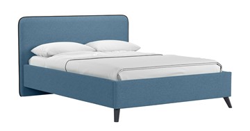 Кровать с подъемным механизмом Миа, 140 Bravo blue (светло-синий) / кант Лайт 10 Велюр (коричневый) + кроватное дно в Екатеринбурге