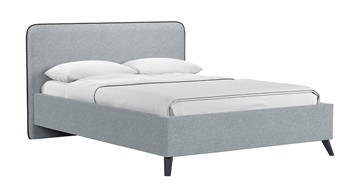 Кровать с подъемным механизмом Миа, 140 Bravo grey (серый) / кант Лайт 10 Велюр (коричневый) + кроватное дно в Красноуфимске