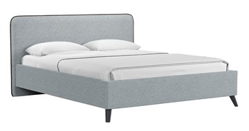 Кровать с подъемным механизмом Миа, 160 Bravo grey (серый) / кант Лайт 10 Велюр (коричневый) + кроватное дно в Каменске-Уральском