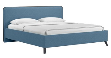 Кровать с подъемным механизмом Миа, 180 Bravo blue (светло-синий) / кант Лайт 10 Велюр (коричневый) + кроватное дно в Красноуфимске
