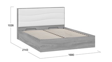 Двуспальная кровать с механизмом Миранда тип 1 (Дуб Гамильтон/Белый глянец) в Первоуральске - предосмотр 1