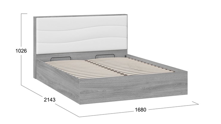 Двуспальная кровать с механизмом Миранда тип 1 (Дуб Гамильтон/Белый глянец) в Красноуфимске - изображение 1