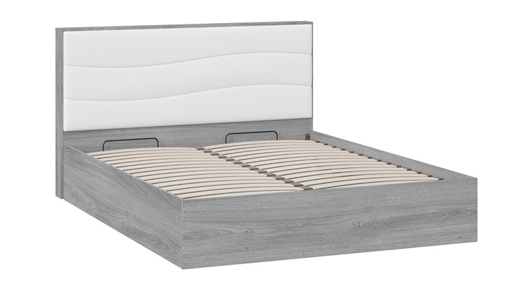 Двуспальная кровать с механизмом Миранда тип 1 (Дуб Гамильтон/Белый глянец) в Ирбите - изображение 2