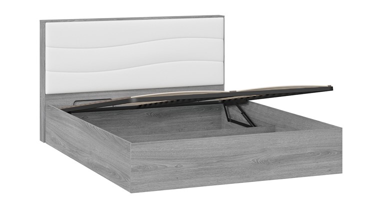 Двуспальная кровать с механизмом Миранда тип 1 (Дуб Гамильтон/Белый глянец) в Красноуфимске - изображение 3