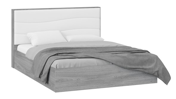 Двуспальная кровать с механизмом Миранда тип 1 (Дуб Гамильтон/Белый глянец) в Каменске-Уральском - изображение