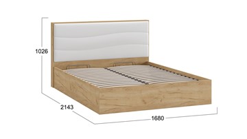 Кровать с подъемным механизмом Миранда тип 1 (Дуб крафт золотой/Белый глянец) в Ревде - предосмотр 1