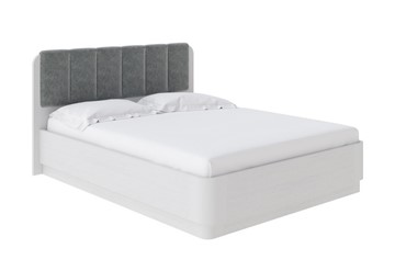 Кровать с механизмом 2-спальная Wood Home 2 160х200, Флок (Белая эмаль (сосна) с брашированием/Бентлей Светло-серый) в Кушве