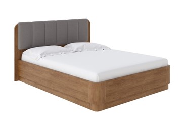 Кровать с механизмом Wood Home 2 160х200, Велюр (Антик (сосна) с брашированием/Лама Светло-серый) в Первоуральске