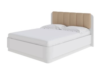 Двуспальная кровать с механизмом Wood Home Lite 2 140х200, Белая+экокожа (Белый жемчуг/Белая эмаль/Бежевый) в Екатеринбурге