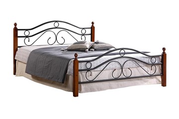 Кровать с основанием AT-803 дерево гевея/металл, 160*200 см (middle bed), красный дуб/черный, арт.5418 в Каменске-Уральском
