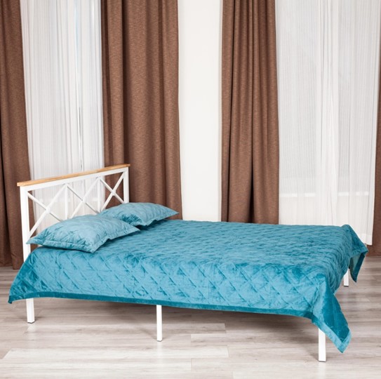 Кровать с основанием Iris (mod.9311) дерево гевея/металл, 160*200 см (Queen bed), Белый (White) в Полевском - изображение 9