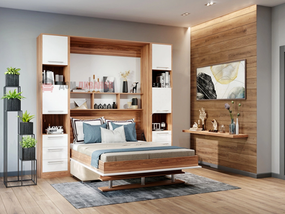 Кровать-шкаф с диваном Бела 1, с полкой ножкой, 1600х2000 в Кушве - изображение