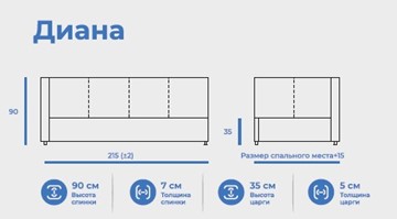 Диван-кровать Диана 80х200 с подъемным механизмом в Екатеринбурге - предосмотр 2
