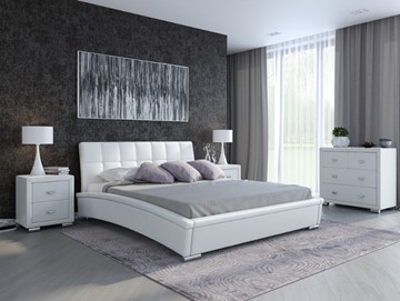Кровать в спальню Орматек Corso-1L 180х200, Экокожа (Белый) в Кушве