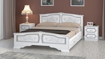 Кровать с выкатными ящиками Елена (Белый Жемчуг) 160х200 в Ревде