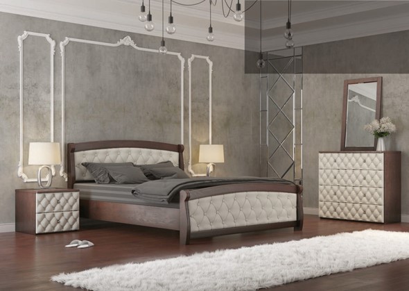 Спальная кровать Магнат 140*195 с основанием, мягкие спинки в Екатеринбурге - изображение