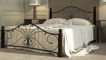 Кровать спальная Фортуна 1, 1600, черный/шоколад в Ревде