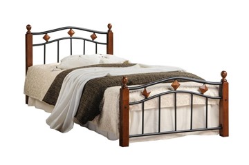Кровать AT-126 дерево гевея/металл, 90*200 см (Single bed), красный дуб/черный в Полевском