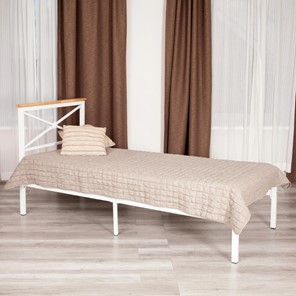 Односпальная кровать Iris (mod.9311) дерево гевея/металл, 90*200 см (Single bed), Белый (White) в Полевском - предосмотр 8