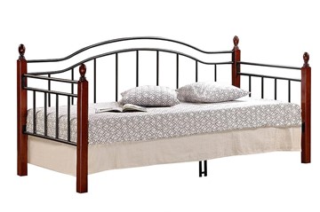 Односпальная кровать LANDLER дерево гевея/металл, 90*200 см (Day bed), красный дуб/черный в Полевском - предосмотр