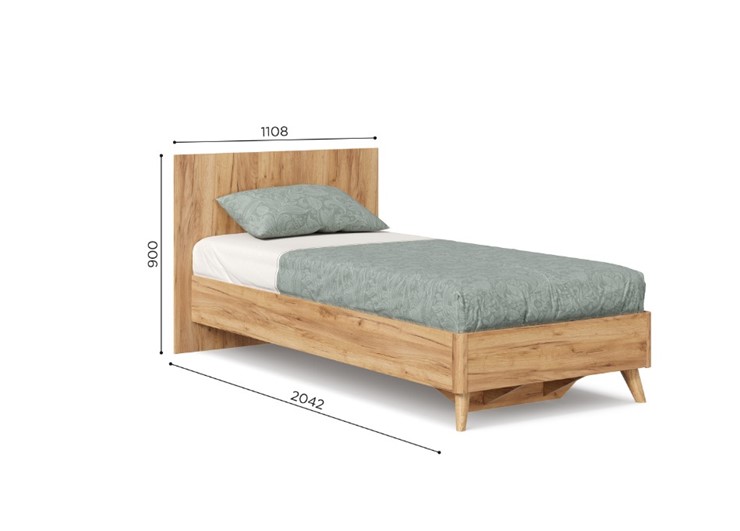1-спальная кровать Марта-2 900 ЛД 406.160 с основанием, Дуб золотой в Артемовском - изображение 2