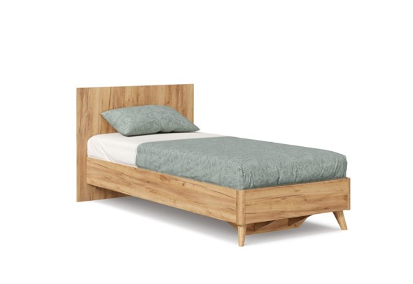 1-спальная кровать Марта-2 900 ЛД 406.160 с основанием, Дуб золотой в Полевском - изображение