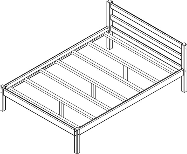 Кровать в спальню Рино с опорными брусками 160х200 массив сосны, без покрытия в Полевском - изображение 1