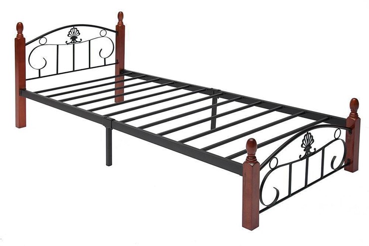 Спальная кровать РУМБА (AT-203)/ RUMBA  дерево гевея/металл, 90*200 см (Single bed), красный дуб/черный в Каменске-Уральском - изображение 1