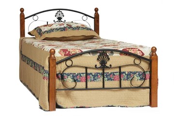 Спальная кровать РУМБА (AT-203)/ RUMBA  дерево гевея/металл, 90*200 см (Single bed), красный дуб/черный в Первоуральске