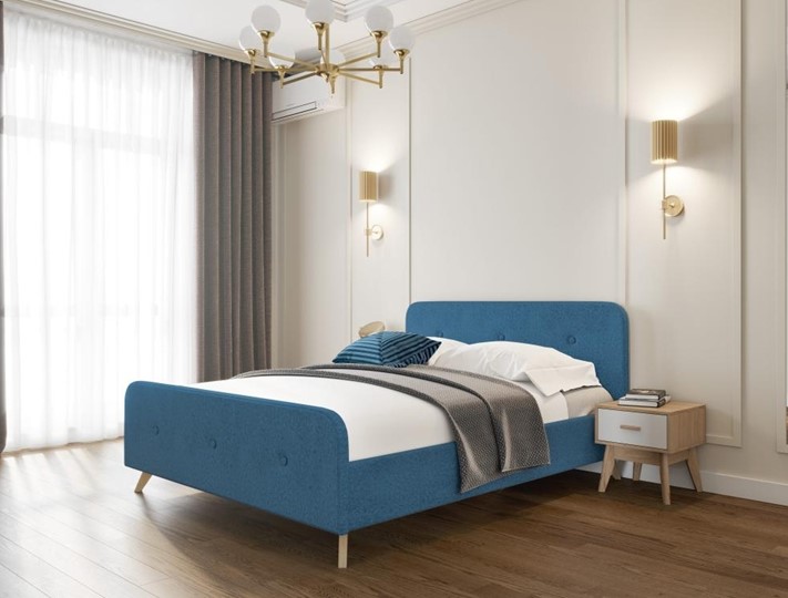 Кровать 1-спальная Сиерра 1200 (без основания) Аура голубой в Богдановиче - изображение 1