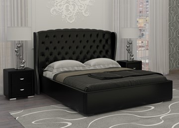 Кровать в спальню Dario Grace 140x200, Экокожа (Черный) в Екатеринбурге