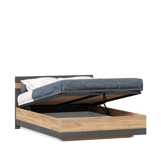 Кровать Фиджи 1400 с подъемным механизмом ЛД 659.075, Дуб золотой/Антрацит в Кушве - изображение 2
