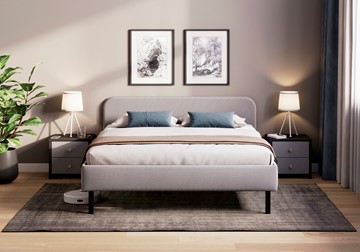 Полутороспальная кровать Hanna 140х200 с основанием (Багама серый) в Артемовском - предосмотр 1