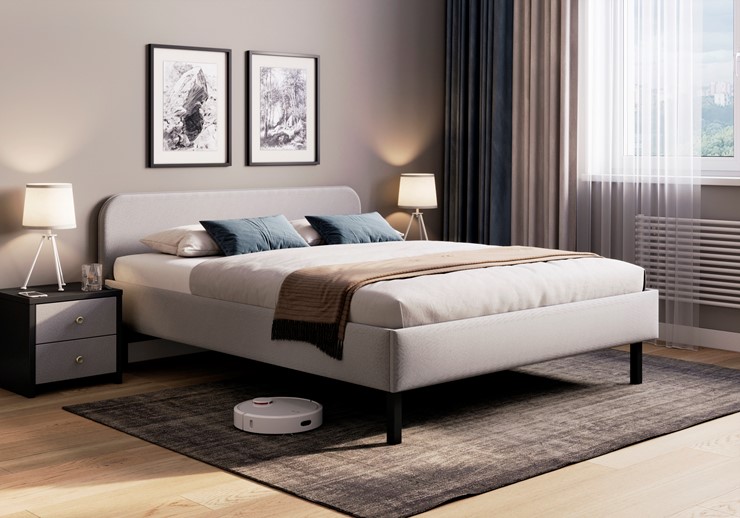 Полутороспальная кровать Hanna 140х200 с основанием (Багама серый) в Богдановиче - изображение 2