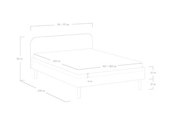 Полутороспальная кровать Hanna 140х200 с основанием (Багама серый) в Артемовском - предосмотр 5