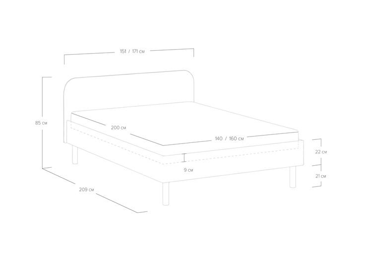 Полутороспальная кровать Hanna 140х200 с основанием (Багама серый) в Артемовском - изображение 5