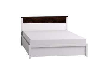 Полутороспальная кровать Норвуд 33 с гибкими ламелями металл, Белый-Орех шоколадный в Кушве