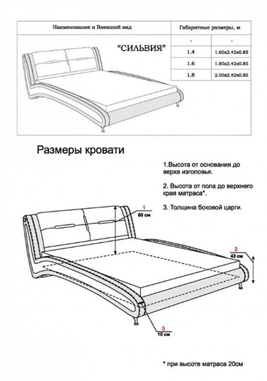 Полутороспальная кровать Сильвия 1400х2000 в Екатеринбурге - изображение 13